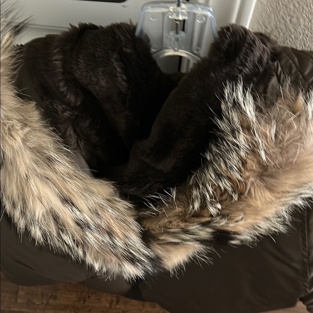 Men's Brown bomber Jacket with Fur Trim (Barney’s NYC) - Picture 8 of 11